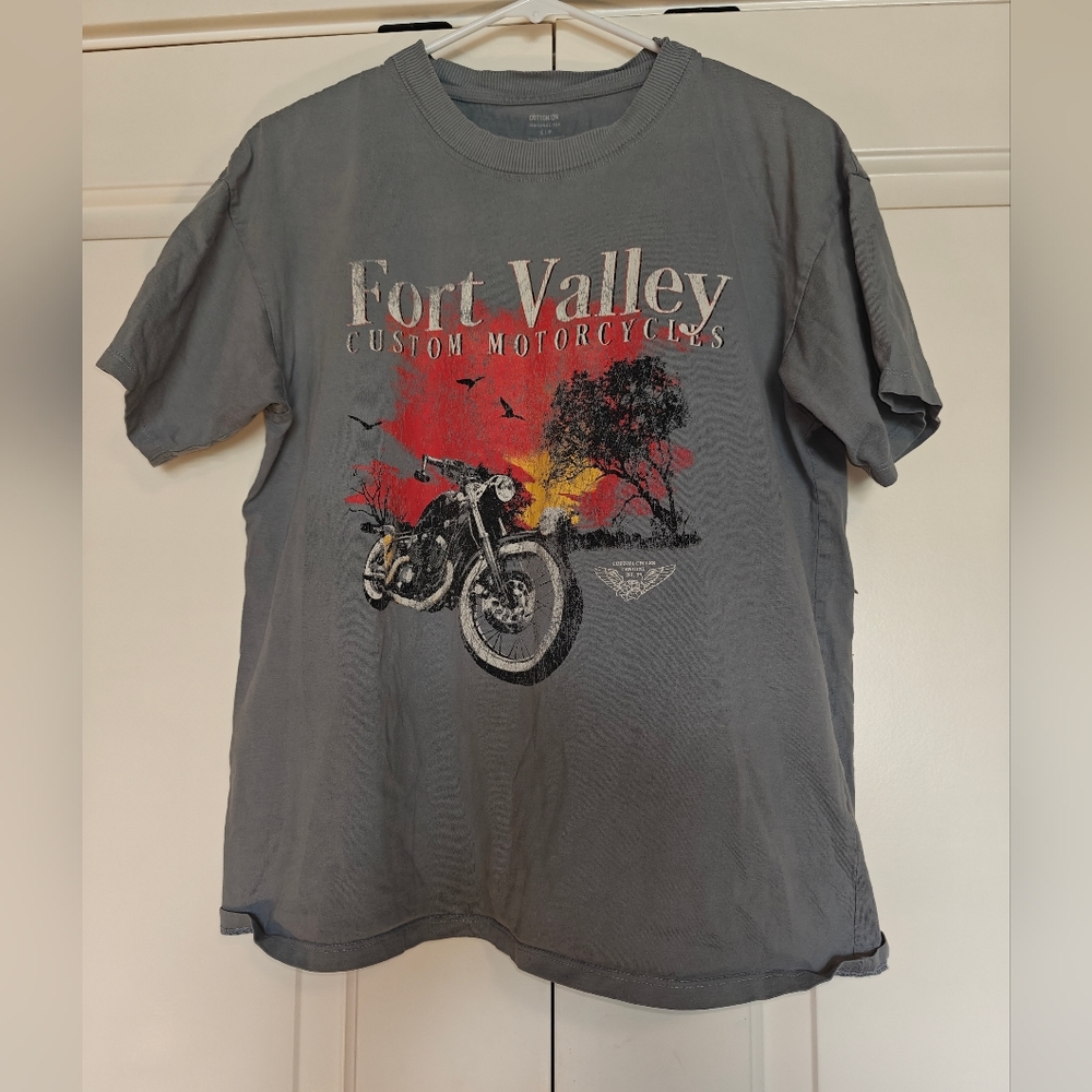 Gray Blue Motorcycle Tee